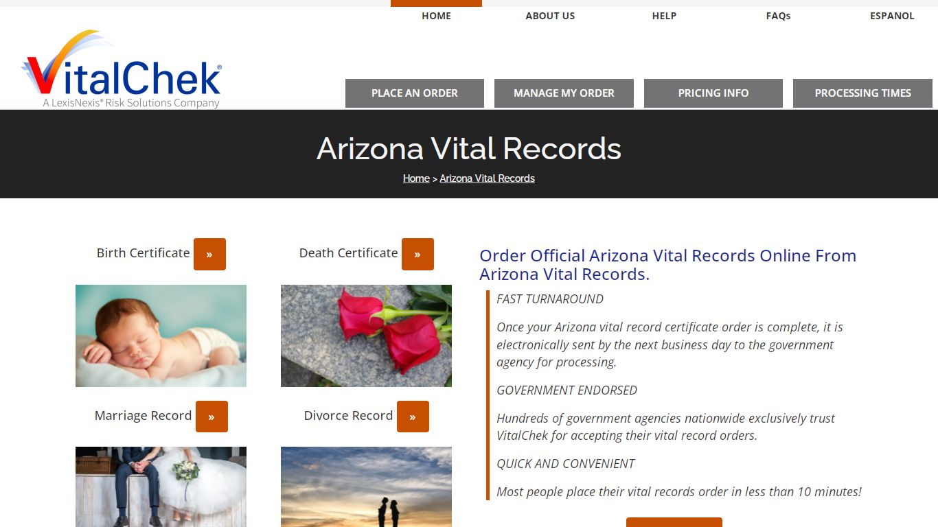 Arizona (AZ) Vital Records | Order Certificates - VitalChek